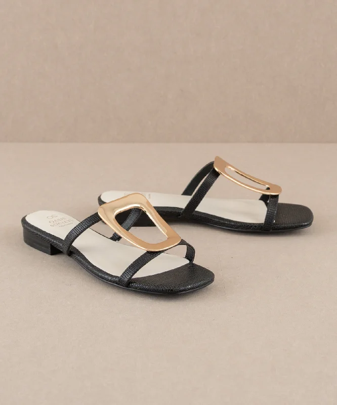 The Amiyah | Black Statement Buckle Sandal