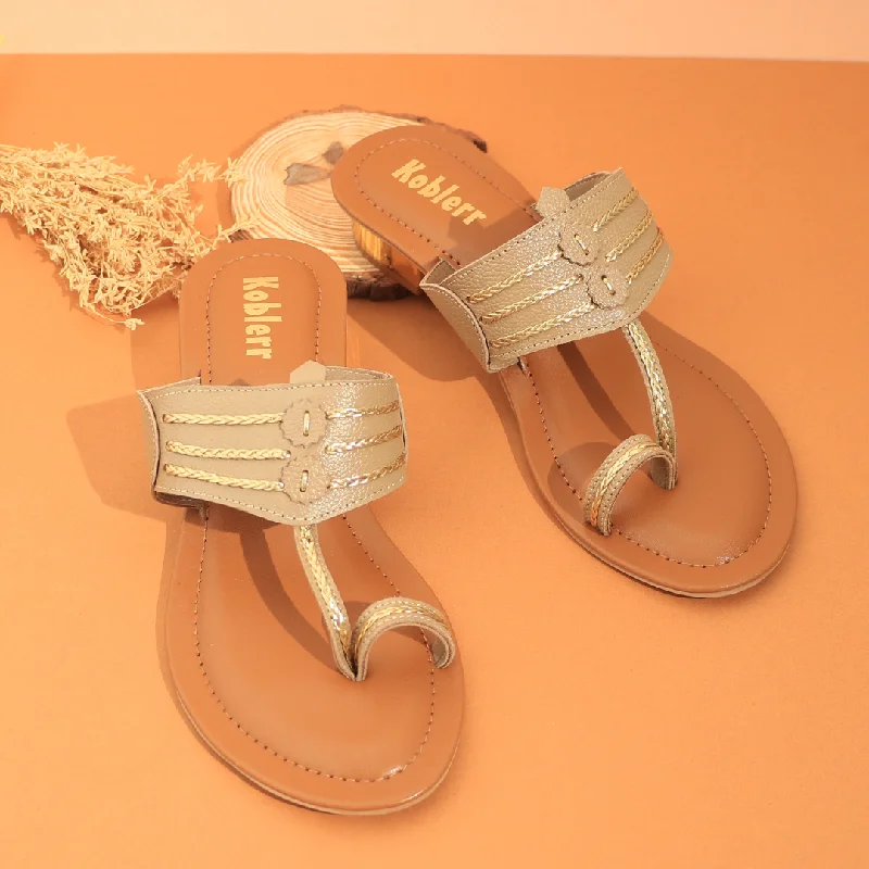 Beige Kolhapuri Sandals