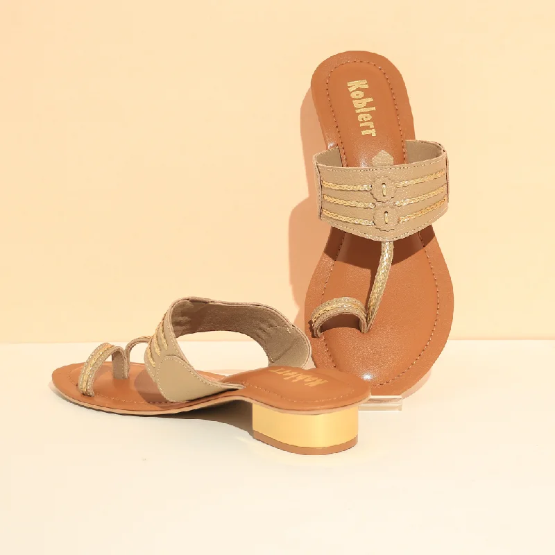 Beige Kolhapuri Sandals