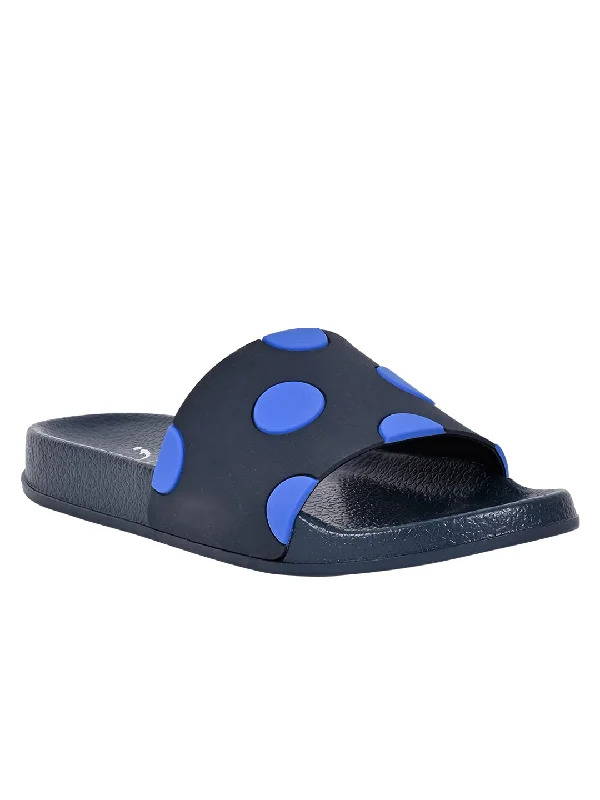 Women Blue Textured Slides