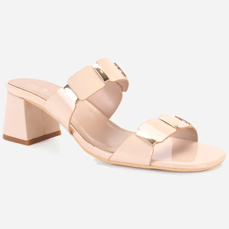 Womens ""NATALIA"" Fancy Block Heel Slide In Sandals