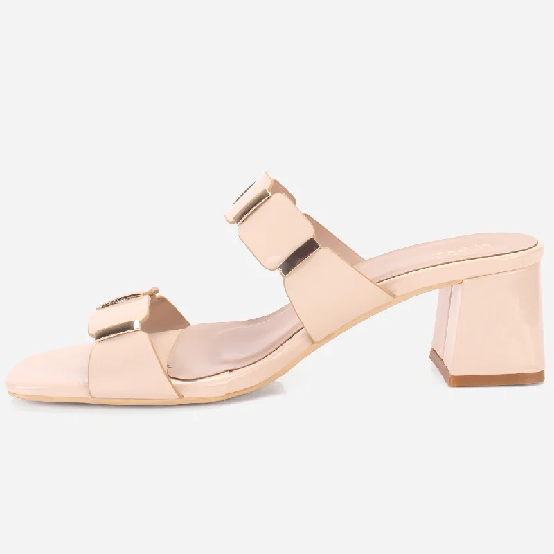 Womens ""NATALIA"" Fancy Block Heel Slide In Sandals