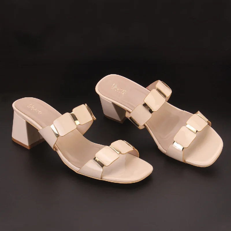 Womens ""NATALIA"" Fancy Block Heel Slide In Sandals