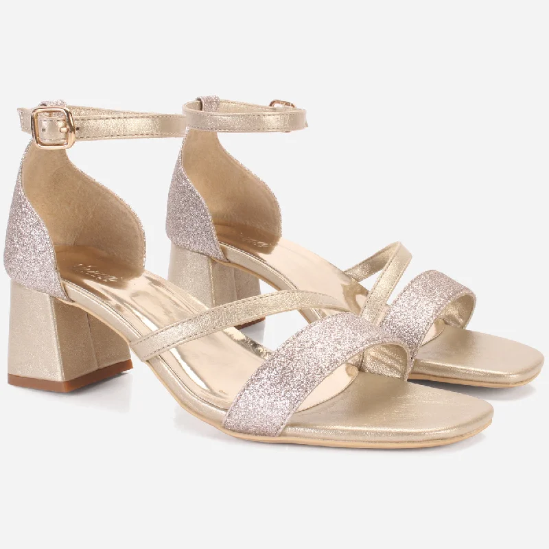 Womens ""KAPUA"" Shimmery Block Heel Sandals