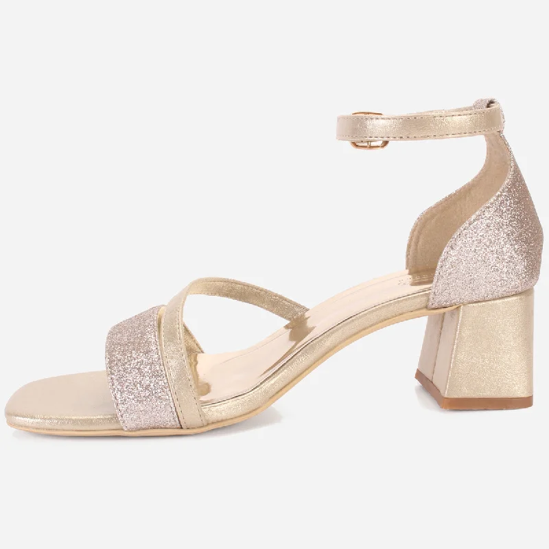 Womens ""KAPUA"" Shimmery Block Heel Sandals