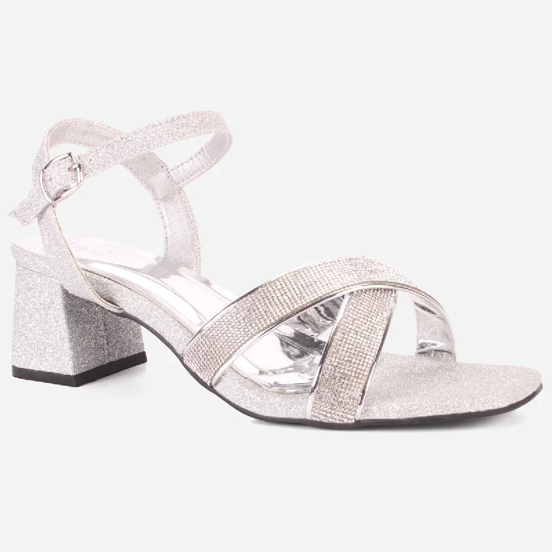 Womens ""TANIT"" Glittery Crossover Strap Sandals