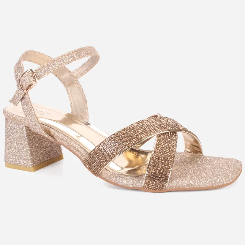 Womens ""TANIT"" Glittery Crossover Strap Sandals