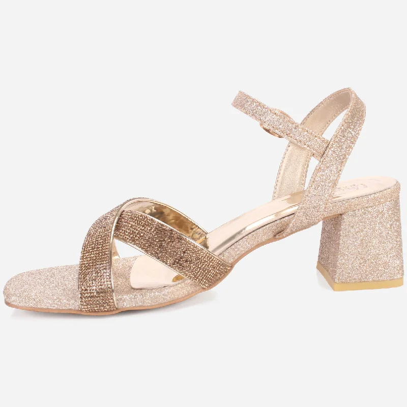 Womens ""TANIT"" Glittery Crossover Strap Sandals