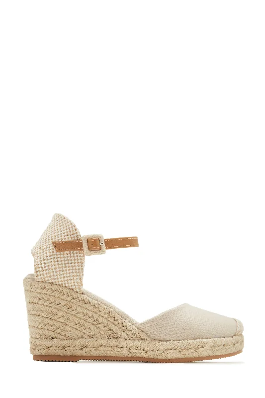 Golden Hour Espadrille Platform Wedges - Nude