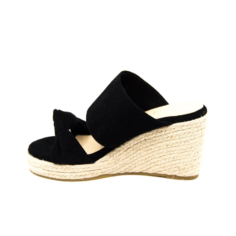 Nude Adele Black Suede Wedge Slide