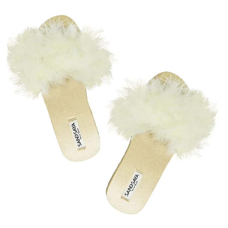 White Feather - Espadrille Flat Womens Slide Slipper